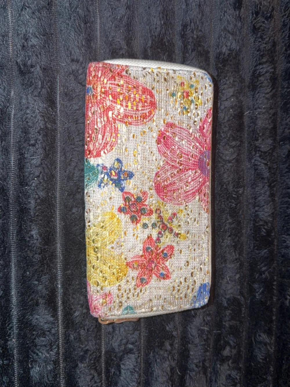 Floral Glitter Folio Phone Case - Pink & Multicolor